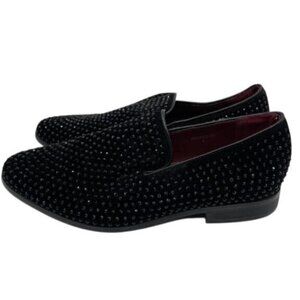 Alberto Fellini Black Studded Smoking Loafer Driving Slipper Formal Tuxedo sz 9
